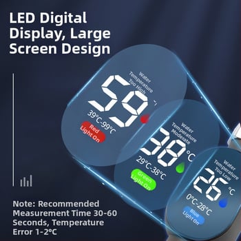 Душ глава с термометър и LED дисплей за температура — кръгла форма, скрит монтаж, корпус от неръждаема стомана + ABS, винтов монтаж
