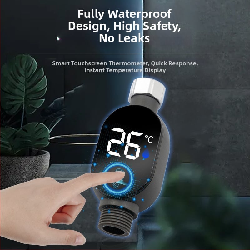 Душ глава с термометър и LED дисплей за температура — кръгла форма, скрит монтаж, корпус от неръждаема стомана + ABS, винтов монтаж