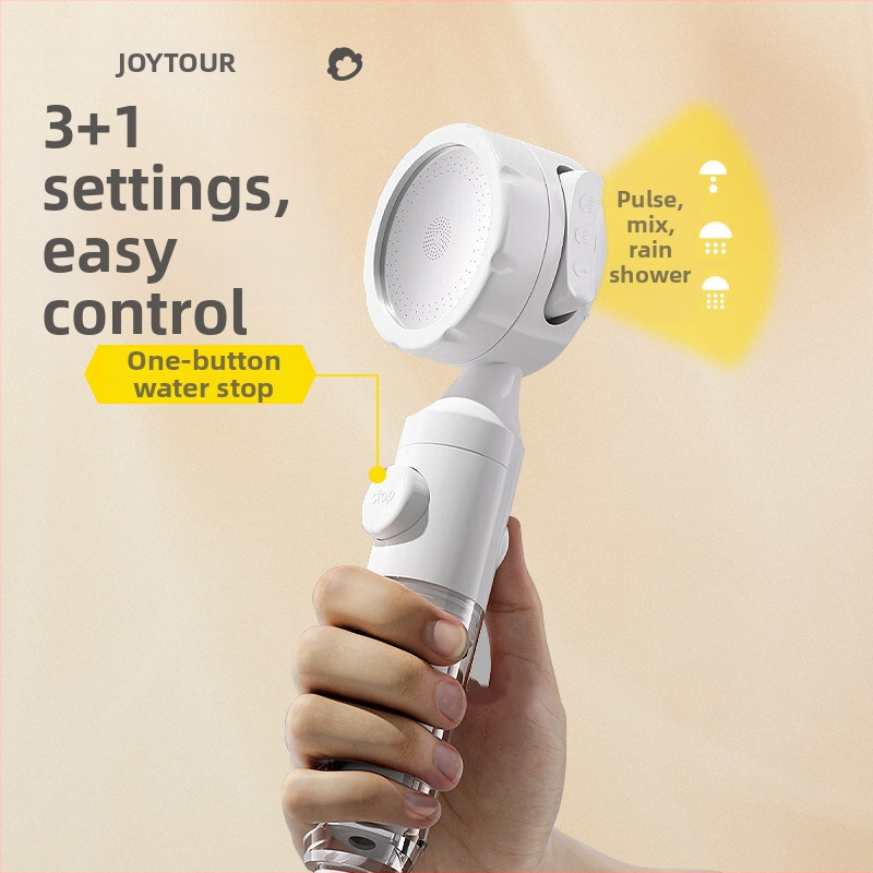 JOYTOUR Cestovná ručná sprchová hlavica – ABS, tri rýchlosti tlaku, dažďová sprcha, odnímateľný umývateľný filter, univerzálne rozhranie (model ZXC03658)