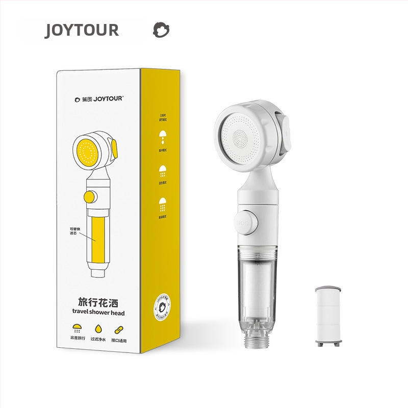 JOYTOUR Cestovná ručná sprchová hlavica – ABS, tri rýchlosti tlaku, dažďová sprcha, odnímateľný umývateľný filter, univerzálne rozhranie (model ZXC03658)
