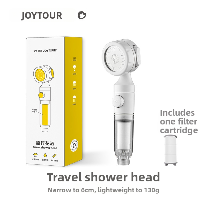 JOYTOUR Cestovná ručná sprchová hlavica – ABS, tri rýchlosti tlaku, dažďová sprcha, odnímateľný umývateľný filter, univerzálne rozhranie (model ZXC03658)