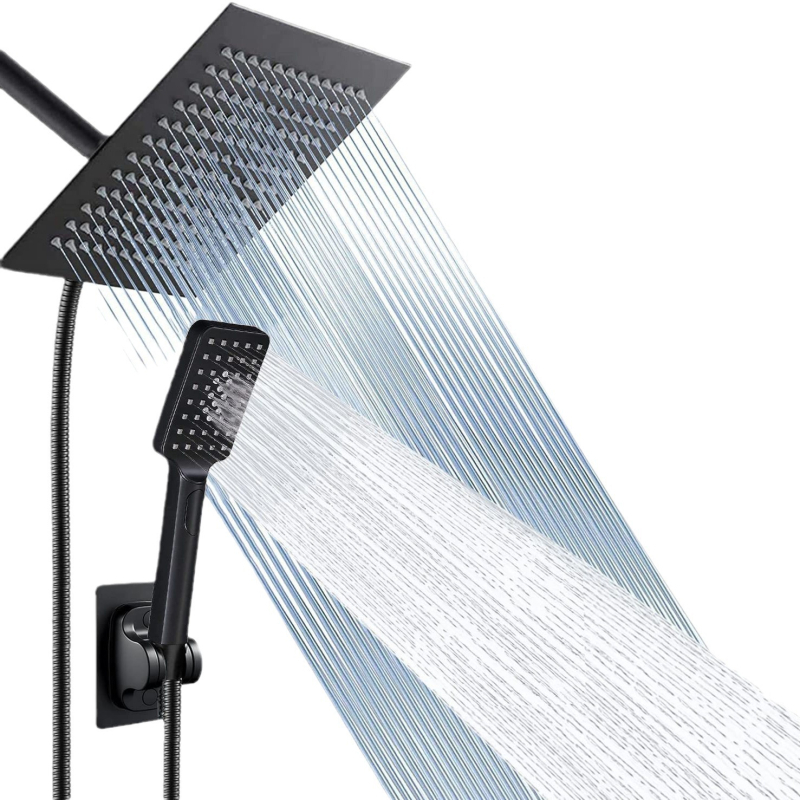 Zuhanykészlet négyszögletes felső sugárú fejjel, rejtett beépítés, ABS anyag, 3 funkció (permet, masszázs, eső), modell Mzl848