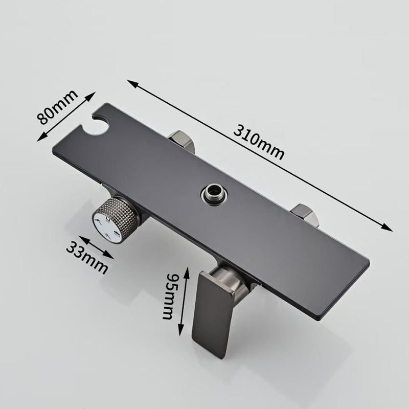 Tuš set od Space aluminija, kvadratni kišni tuš, ugrađena instalacija, radna temperatura 0-90°C