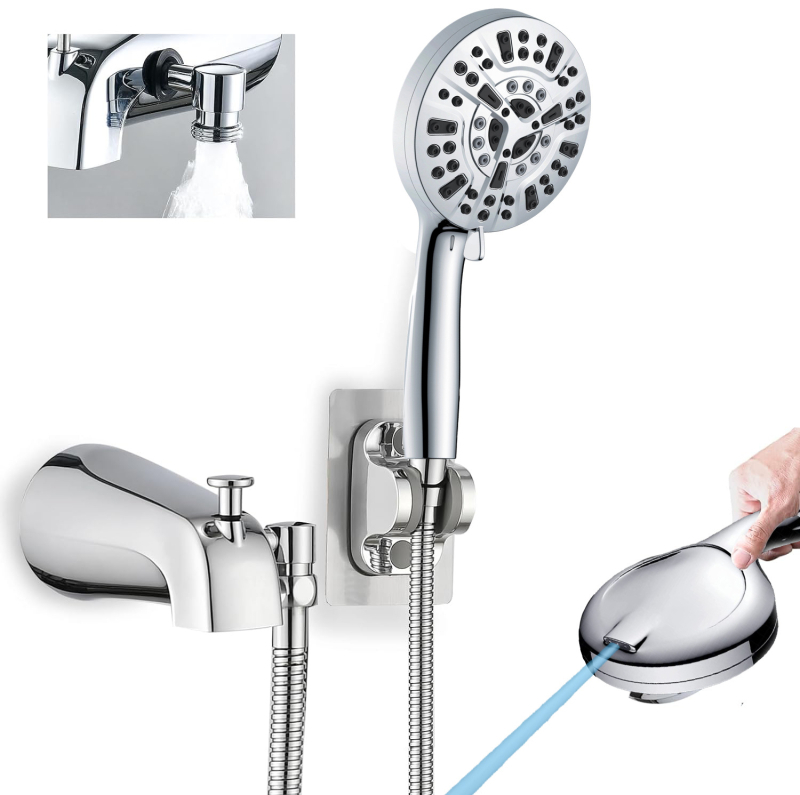 Skriti slavina za kadu s funkcijom izvlačenja i dvostrukim razdjelnicom s tušem (ceramic valve core, zinc alloy body, 0–90°C, 10 kg nominal pressure, electroplated finish)