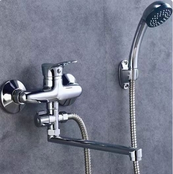 Set de duș pentru cadă cu furtun extensibil și cap de duș rotativ — aliaj de zinc, stil modern minimalist, temperatură de lucru 0-90, presiune nominală 1.0 MPa