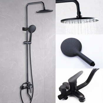 Set tuša s skrivenom ugradnjom na zid, bakreni kišni tuš, okruglog oblika, model Black duck