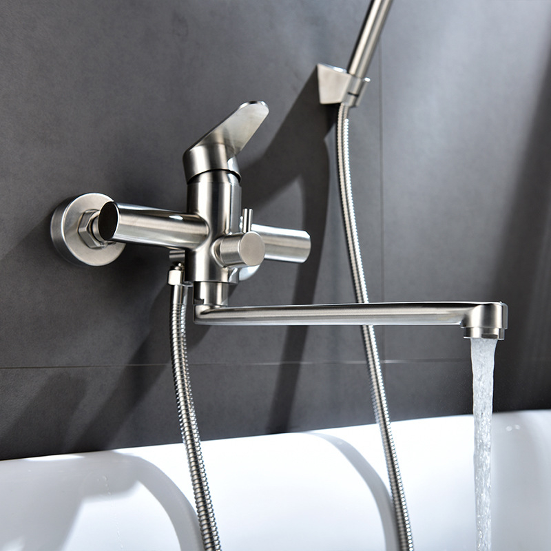 Zidni set slavine za kadu i tuš; materijal: nehrđajući čelik; model: SNA518F; raspon temperature 0-80°C; keramički uložak