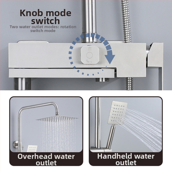 Tuš set od SUS304 nehrđajućeg čelika, kvadratni oblik, model 612309, otvorena ugradnja, kišni tuš
