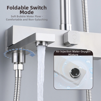 Tuš set od SUS304 nehrđajućeg čelika, kvadratni oblik, model 612309, otvorena ugradnja, kišni tuš