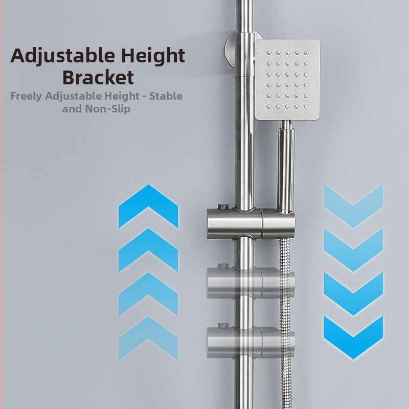 Tuš set od SUS304 nehrđajućeg čelika, kvadratni oblik, model 612309, otvorena ugradnja, kišni tuš