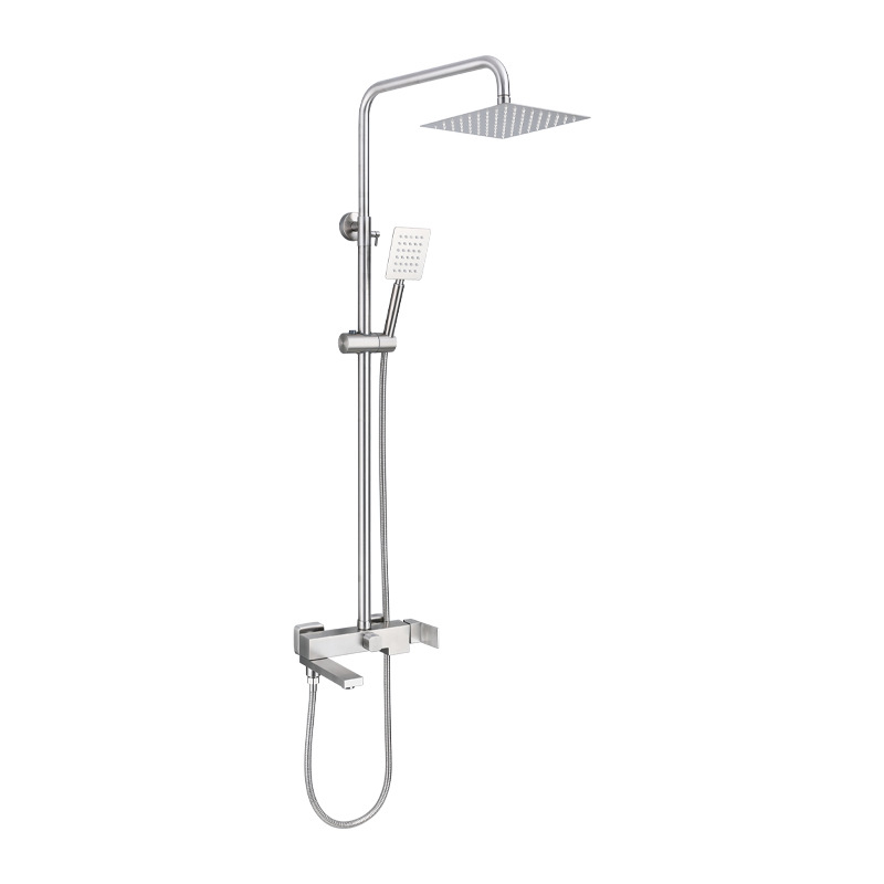 Tuš set od SUS304 nehrđajućeg čelika, kvadratni oblik, model 612309, otvorena ugradnja, kišni tuš