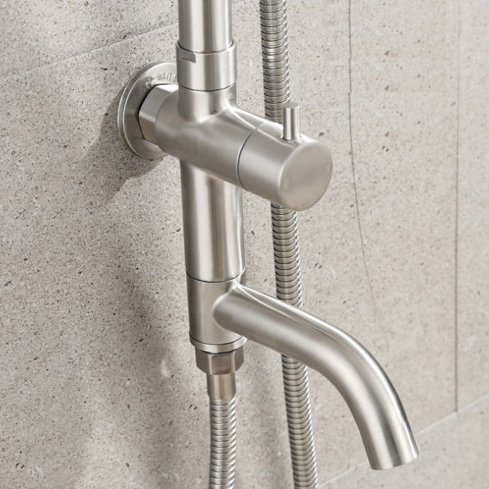 Tuš-set s ugrađenom instalacijom, 304 nehrđajući čelik, okrugla kišna glava, model LG-8101, hladno napajanje, 0–90°C, 0,9 MPa