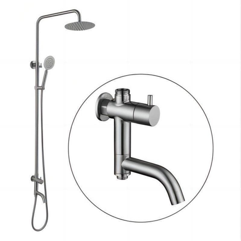 Tuš-set s ugrađenom instalacijom, 304 nehrđajući čelik, okrugla kišna glava, model LG-8101, hladno napajanje, 0–90°C, 0,9 MPa