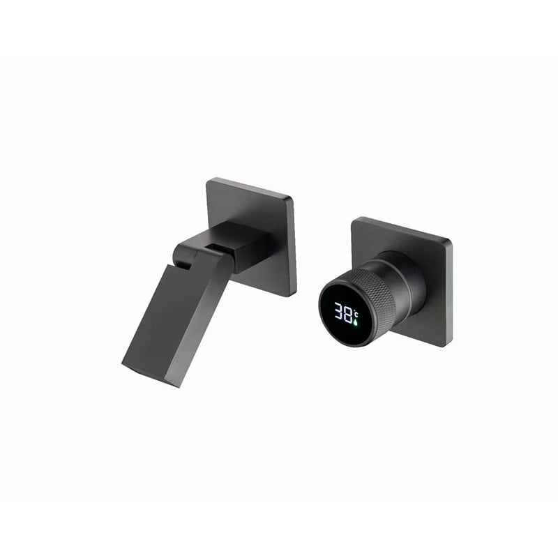 Ugradna termostatska slavina za umivaonik s digitalnim zaslonom, nehrđajući čelik, brušeni završni sloj
