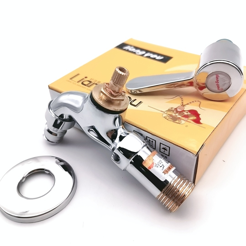 Bakarna zidna slavina za perilicu rublja sa špicastim izljevom, hladna voda, brzo otvaranje