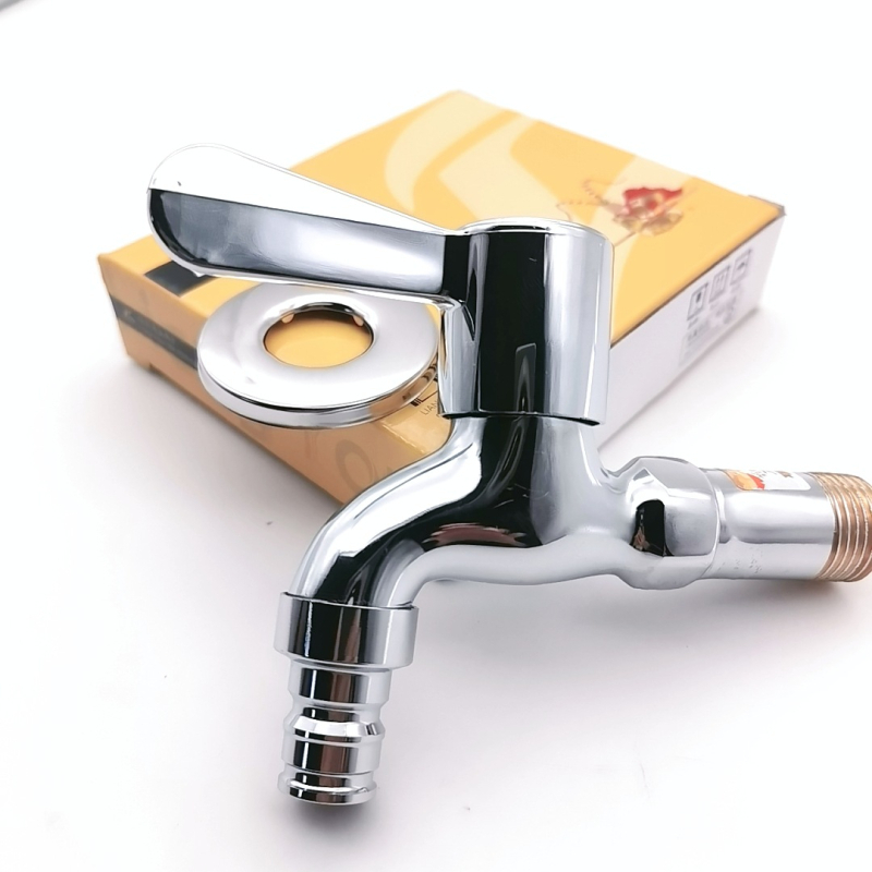 Bakarna zidna slavina za perilicu rublja sa špicastim izljevom, hladna voda, brzo otvaranje