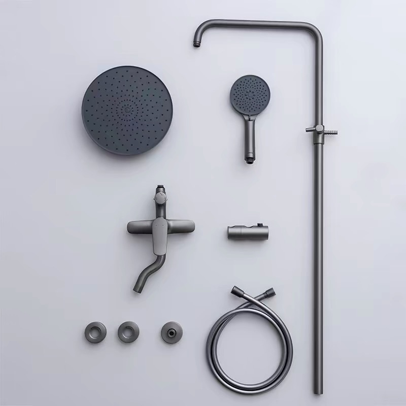 Bakarni tuš komplet – zidni, krom završna obrada, model 8002 – funkcije: raspršivanje, masaža, mjehurići, okretno, kišni tuš