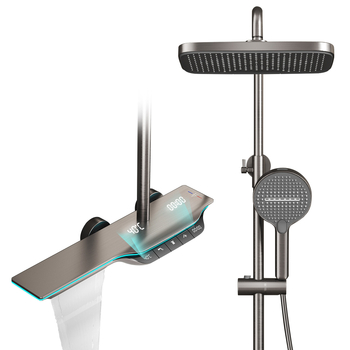 Ugradbeni bakreni tuš sustav s digitalnim zaslonom temperature i višefunkcionalnom tuš glavom (model 6988)