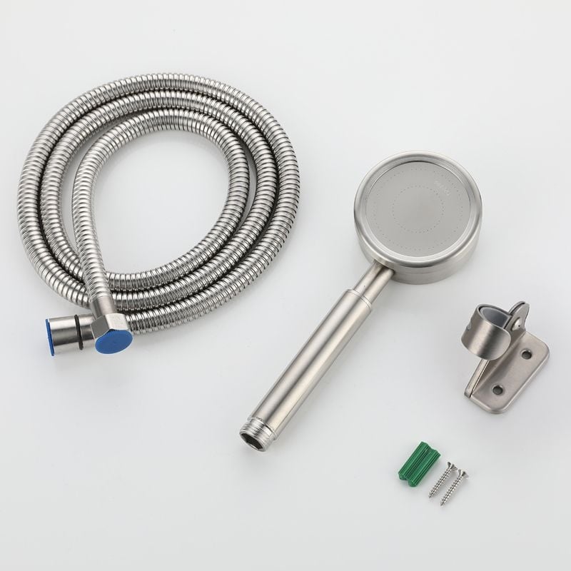 Ručna tuš glava od nehrđajućeg čelika s brušenom površinom, model Small Man Waist Supercharged, okruglog oblika, 0–90°C, 1.6 MPa, montaža gumbom