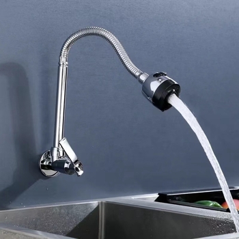 Kuhinjski faucet od cinka, horizontalan, na zid, keramičko jezgro ventila, ulazno-izlazni promjer cijevi: četiri točke, radna temperatura 0–90 °C