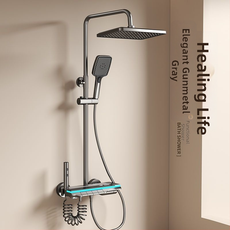Krem boje set tuša s glavom za pojačanje tlaka, digitalnim zaslonom i termostatskom kontrolom za kućnu uporabu