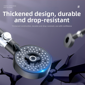 Kézi zuhanyfej ABS-ből, falra szerelhető, permetezés és esőzuhany funkciókkal, kerek formájú, modern minimalist stílus, modell Öt sebességű zuhany