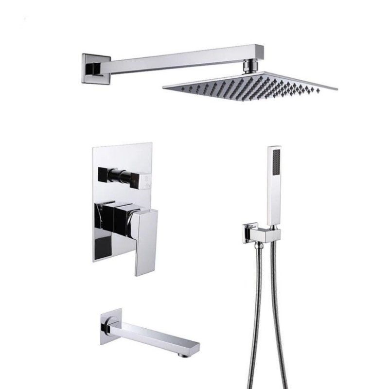 Ugradni tuš-set od bakra; kvadratni oblik; funkcije raspršivanje, masaža, kiša; model Xn-hc47896