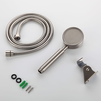 Ručni tuš set, 304 nehrđajući čelik, brušeni završetak, Top Spray, okrugli oblik, montaža bez bušenja, model PT-1054