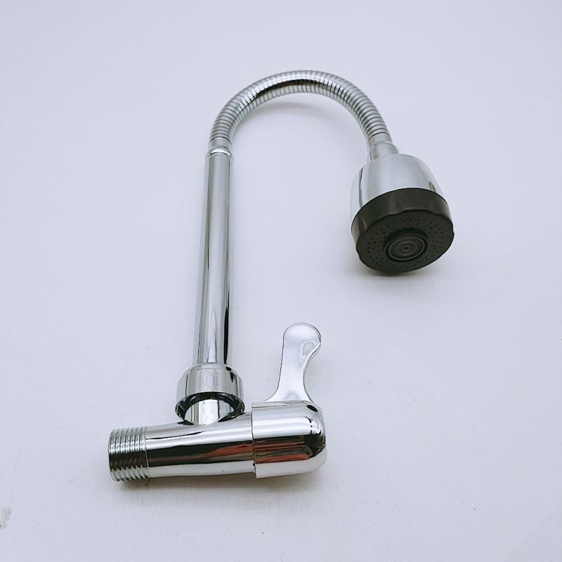 Zidni ugrađeni kuhinjski faucet s keramičkim jezgrom ventila, tijelo od cinkovog legura, jednopričvrsno spajanje, 0–90°C, 0,8 MPa