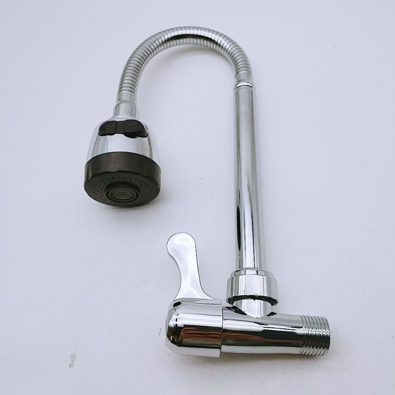 Zidni ugrađeni kuhinjski faucet s keramičkim jezgrom ventila, tijelo od cinkovog legura, jednopričvrsno spajanje, 0–90°C, 0,8 MPa