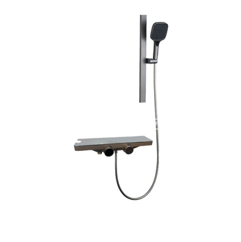 Set de duș din cupru pur, jet pătrat de ploaie, flux reglabil, stil modern minimalist, montaj pe suprafață, model 16312.