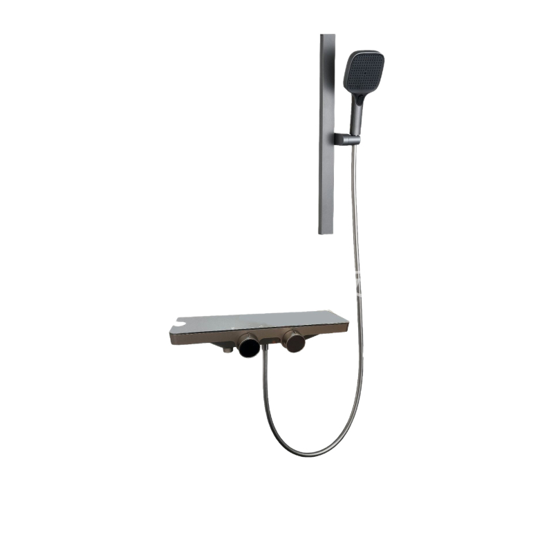 Set de duș din cupru pur, jet pătrat de ploaie, flux reglabil, stil modern minimalist, montaj pe suprafață, model 16312.