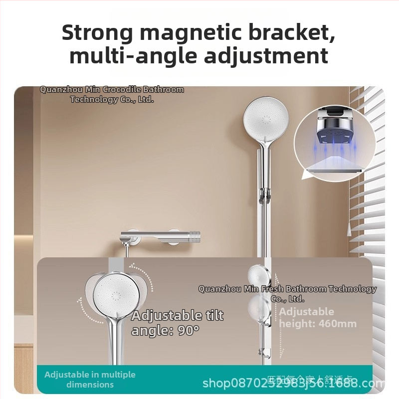 Set de duș thermostatic, montaj pe perete, duș ploaie rotund, cromat, control dual cald/rece