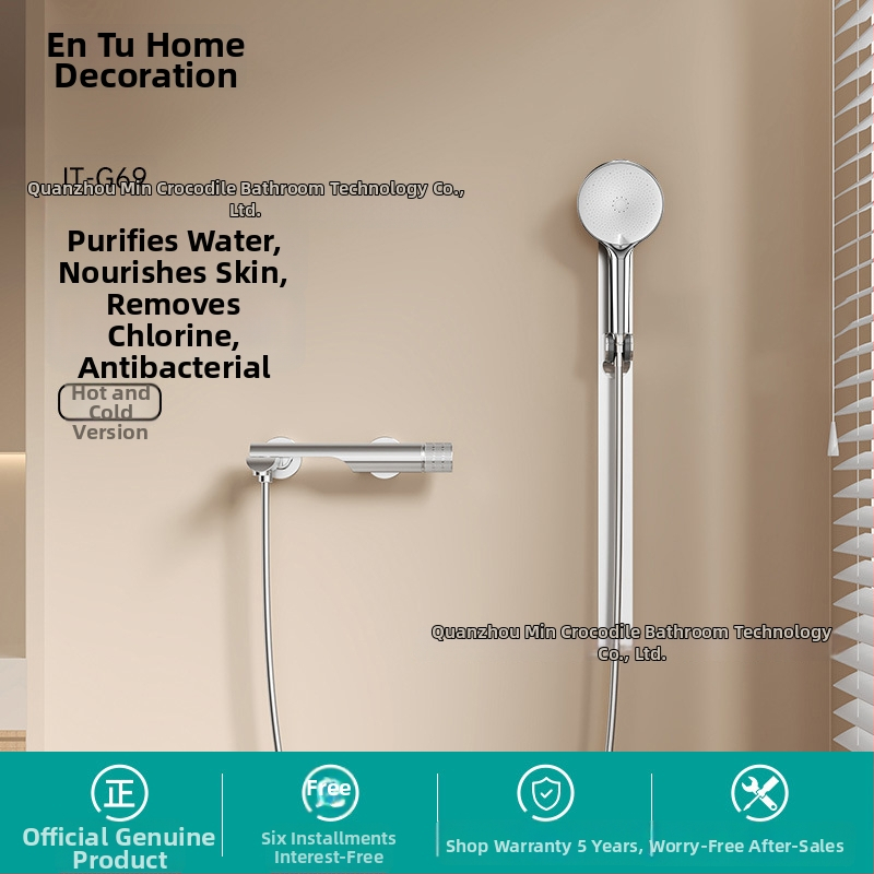 Set de duș thermostatic, montaj pe perete, duș ploaie rotund, cromat, control dual cald/rece