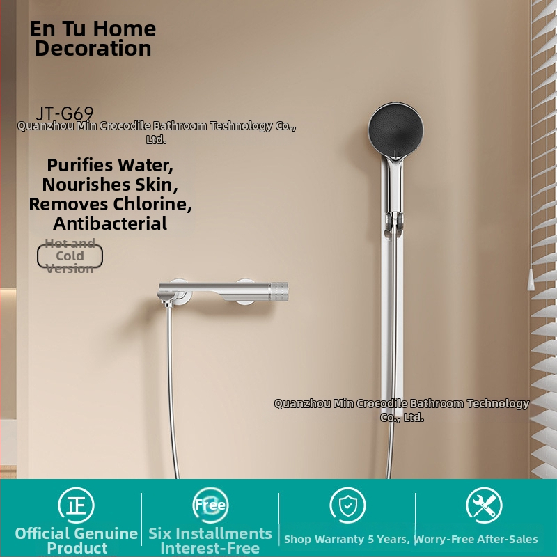 Set de duș thermostatic, montaj pe perete, duș ploaie rotund, cromat, control dual cald/rece