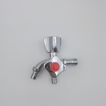 Robinet pentru mașina de spălat, montat în perete, cu două funcții și două ieșiri, miez de supapă din cupru, corp din aliaj de zinc, 0-90°C