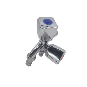 Robinet pentru mașina de spălat, montat în perete, cu două funcții și două ieșiri, miez de supapă din cupru, corp din aliaj de zinc, 0-90°C