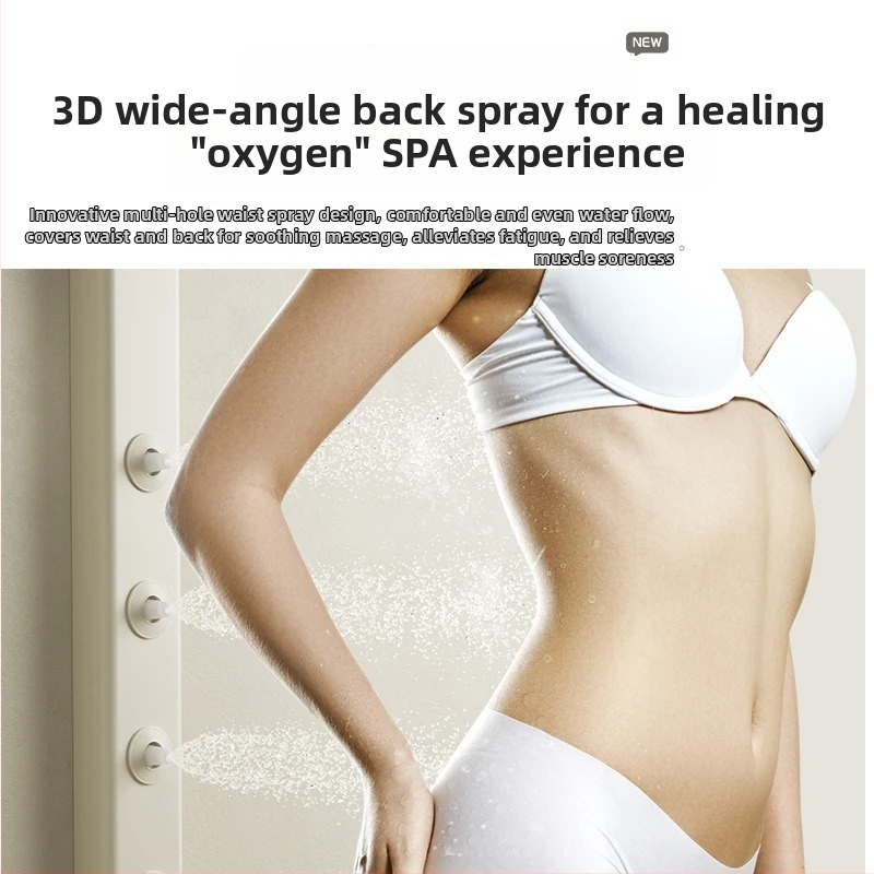 Set de duș montat pe perete, din cupru, cu jet, masaj, controlul temperaturii, LED, ploaie, 0–90°C, 1.0 MPa, model Z4