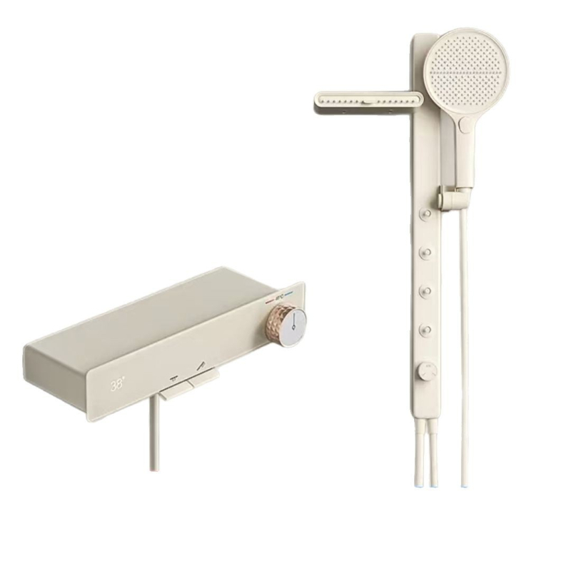 Set de duș montat pe perete, din cupru, cu jet, masaj, controlul temperaturii, LED, ploaie, 0–90°C, 1.0 MPa, model Z4