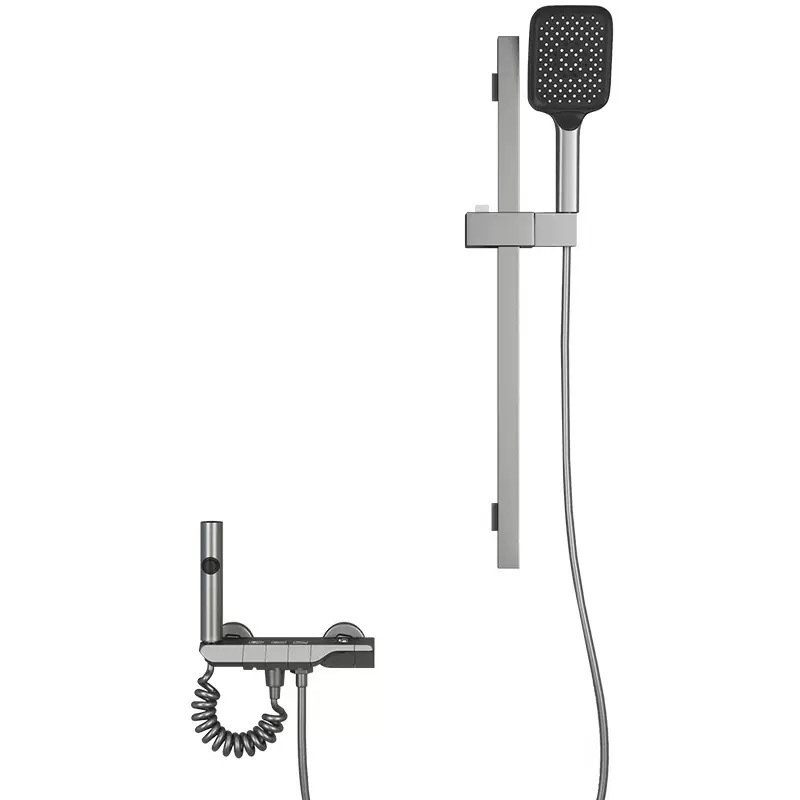 Set de duș cu afișaj digital și temperatură constantă, cap de duș pătrat, aliaj de zinc, finisaj negru