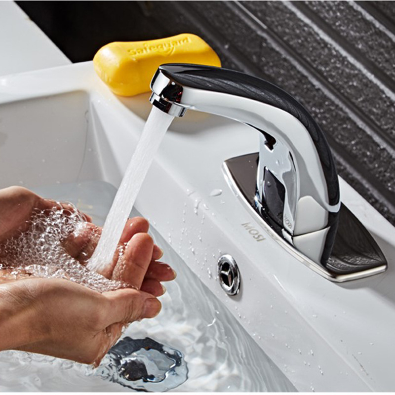 Robinet senzor pentru chiuvetă – deschidere inductivă, corp din cupru, model Xm-8801, montaj tip bazin, dublă construcție