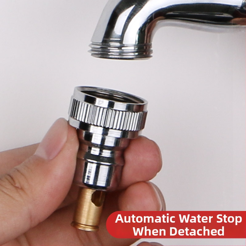 Xiongxin King Conector de oprire apă pentru maşina de spălat, adaptor universal cu 4 puncte, corp din cupru, model 266, 0–80°C, montaj în spirală