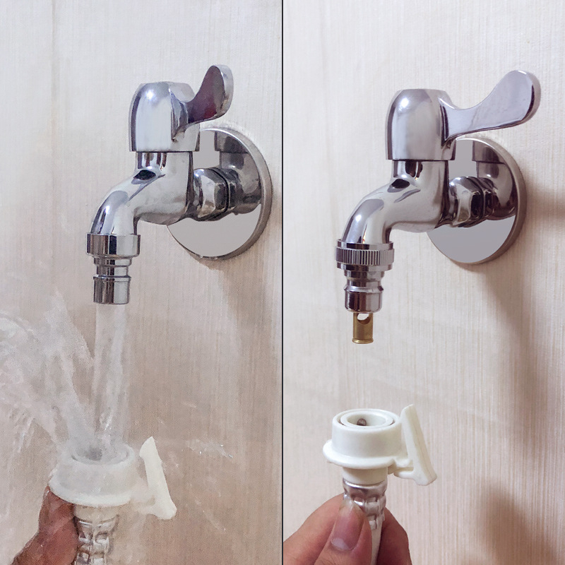 Xiongxin King Conector de oprire apă pentru maşina de spălat, adaptor universal cu 4 puncte, corp din cupru, model 266, 0–80°C, montaj în spirală