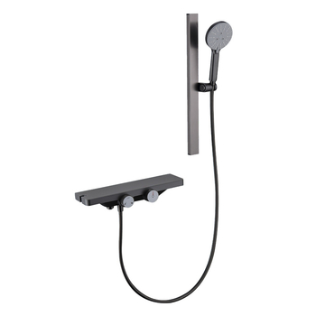 Set duș LM2508, montare pe perete, cupru, control temperatură, funcție ploaie, cromat, formă rotundă