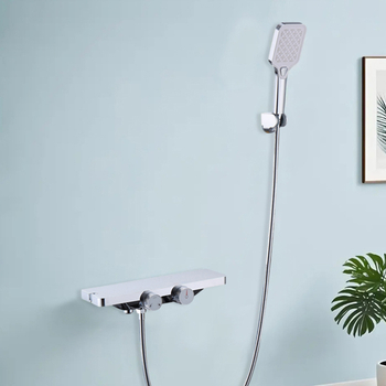 Set duș LM2508, montare pe perete, cupru, control temperatură, funcție ploaie, cromat, formă rotundă