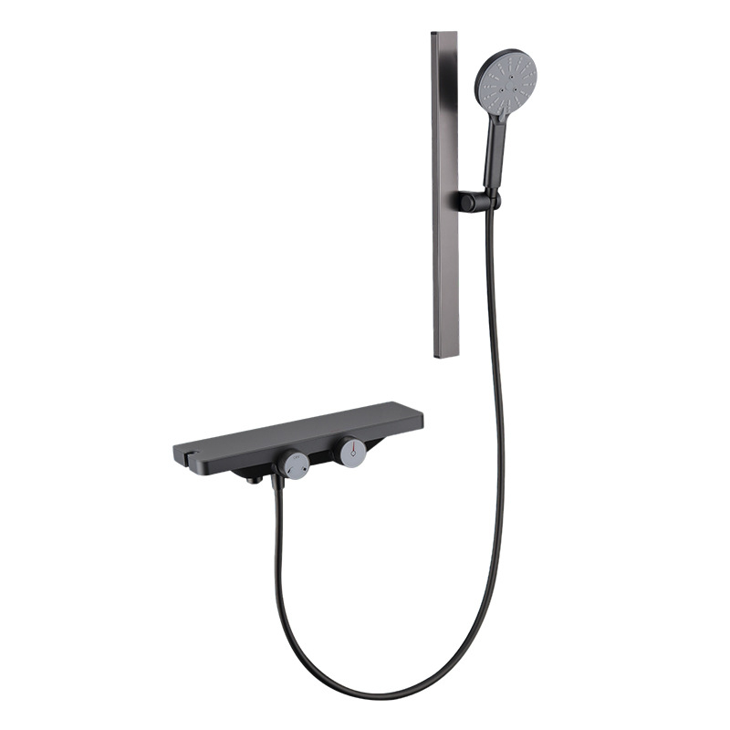 Set duș LM2508, montare pe perete, cupru, control temperatură, funcție ploaie, cromat, formă rotundă