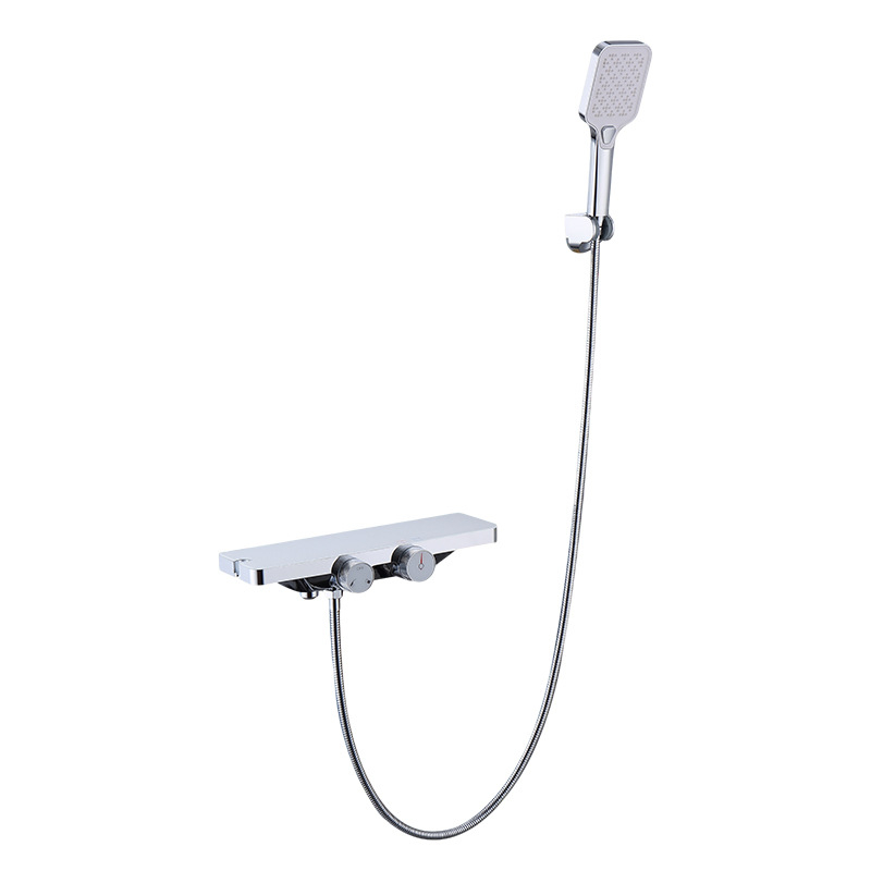 Set duș LM2508, montare pe perete, cupru, control temperatură, funcție ploaie, cromat, formă rotundă