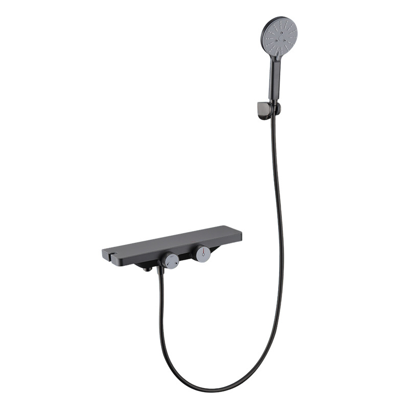 Set duș LM2508, montare pe perete, cupru, control temperatură, funcție ploaie, cromat, formă rotundă