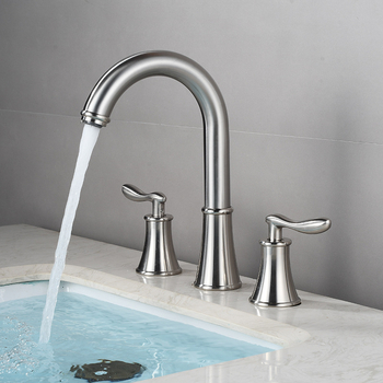 Robinet pentru lavoar – din cupru, rotativ, cu 3 găuri, tip separat, cu două mâneri, amestecător, 0-90C