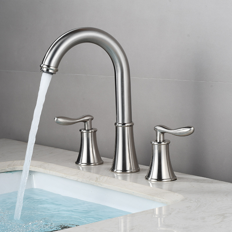 Robinet pentru lavoar – din cupru, rotativ, cu 3 găuri, tip separat, cu două mâneri, amestecător, 0-90C